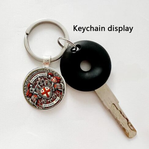 3 Pcs Knight Templar Cross Keychain, Vintage Soldier Armor Shield Crystal Glass Pendant, Men's Car Backpack Accessory in Kuwait