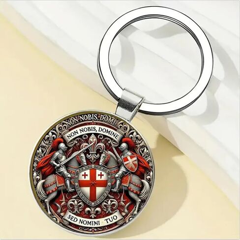 3 Pcs Knight Templar Cross Keychain, Vintage Soldier Armor Shield Crystal Glass Pendant, Men's Car Backpack Accessory in Kuwait