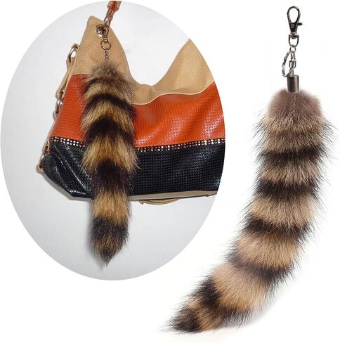 Keychain Pendant,Cute Foxes Racoon Tail Keychain Furs Pendant Key Chain Bag Charm Keys Holder Couple Keyring Backpack Decor for Women in Saudi Arabia