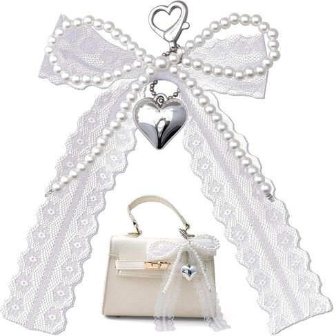 Lace Pearl Bow Keychain for Women in Saudi Arabia