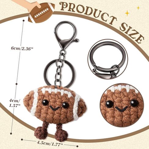 Fathers Day Dad Gifts from Daughter Son, Dad Birthday Gifts, Positive Handmade Crochet Football Keychain, I Love You Gift for Father Daddy Papa, Best Dads Ever GIft Ideas in Saudi Arabia