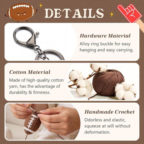 Fathers Day Dad Gifts from Daughter Son, Dad Birthday Gifts, Positive Handmade Crochet Football Keychain, I Love You Gift for Father Daddy Papa, Best Dads Ever GIft Ideas in Saudi Arabia