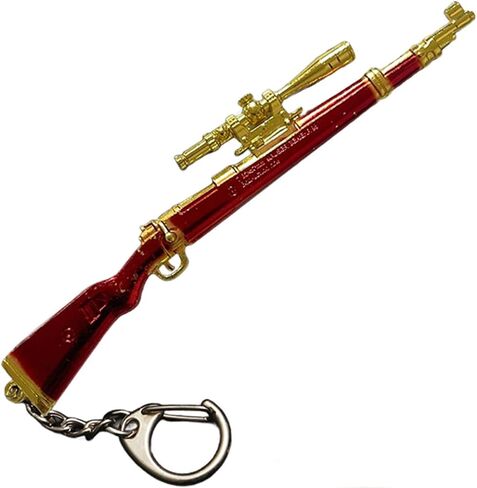 1 PCS Miniature Rifle Model Keychain, Red and Gold Metal Alloy, Decorative Weapon Collectible in Saudi Arabia