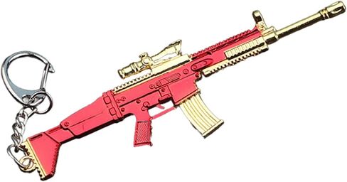 1 PCS Miniature Rifle Model Keychain, Red and Gold Metal Alloy, Decorative Weapon Collectible in Saudi Arabia