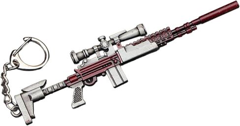 1 PCS Miniature Rifle Model Keychain, Red and Gold Metal Alloy, Decorative Weapon Collectible in Saudi Arabia