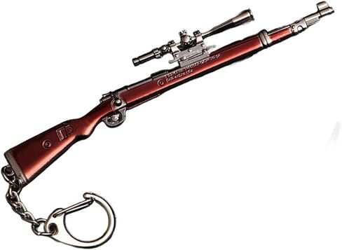 1 PCS Miniature Rifle Model Keychain, Red and Gold Metal Alloy, Decorative Weapon Collectible in Saudi Arabia