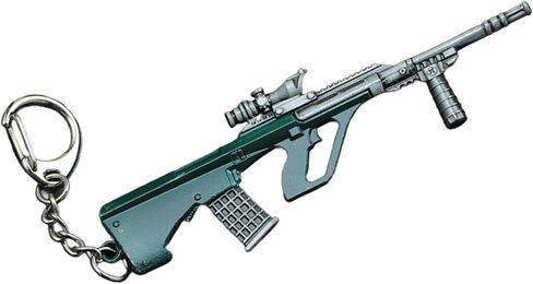 1 PCS Miniature Rifle Model Keychain, Red and Gold Metal Alloy, Decorative Weapon Collectible in Saudi Arabia