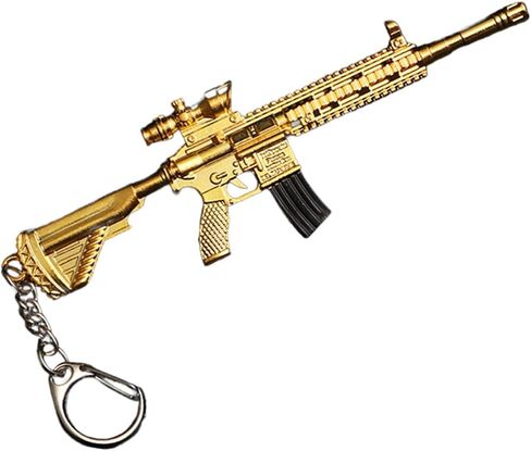1 PCS Miniature Rifle Model Keychain, Red and Gold Metal Alloy, Decorative Weapon Collectible in Saudi Arabia