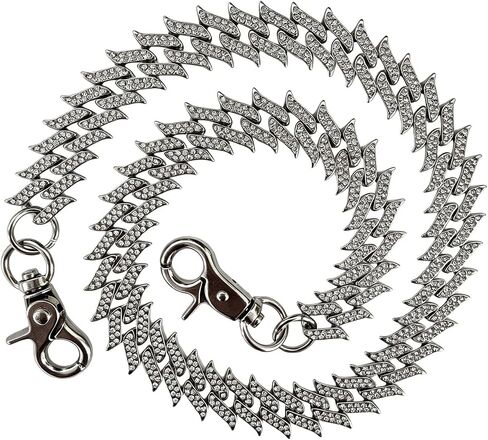 Spiked Cuban Wallet Chains Pant Chain, 24" Hip Hop Jean Chain, 60cm Alloy Rapper Keychain for Men Women Silver in Saudi Arabia