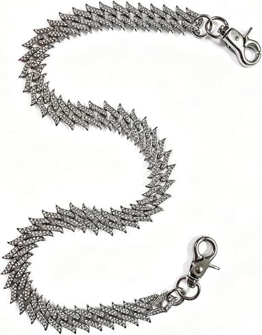 Spiked Cuban Wallet Chains Pant Chain, 24" Hip Hop Jean Chain, 60cm Alloy Rapper Keychain for Men Women Silver in Saudi Arabia