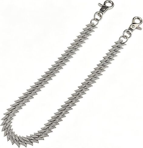Spiked Cuban Wallet Chains Pant Chain, 24" Hip Hop Jean Chain, 60cm Alloy Rapper Keychain for Men Women Silver in Saudi Arabia