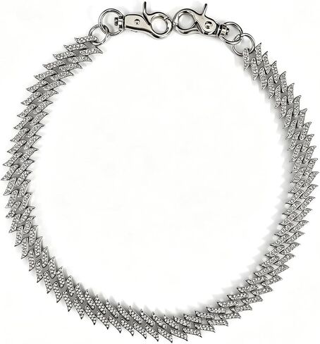 Spiked Cuban Wallet Chains Pant Chain, 24" Hip Hop Jean Chain, 60cm Alloy Rapper Keychain for Men Women Silver in Saudi Arabia