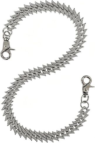 Spiked Cuban Wallet Chains Pant Chain, 24" Hip Hop Jean Chain, 60cm Alloy Rapper Keychain for Men Women Silver in Saudi Arabia