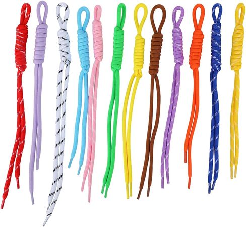 6 Pcs Solid Color & 6 Pcs Stripe Color Paracord Keychains, Braided Rope Bag Charm Handwoven Rope Keychain for Purse Backpack Handbag Decoration Accessories in Kuwait
