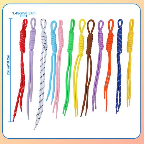 6 Pcs Solid Color & 6 Pcs Stripe Color Paracord Keychains, Braided Rope Bag Charm Handwoven Rope Keychain for Purse Backpack Handbag Decoration Accessories in Kuwait