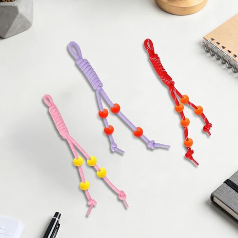 6 Pcs Solid Color & 6 Pcs Stripe Color Paracord Keychains, Braided Rope Bag Charm Handwoven Rope Keychain for Purse Backpack Handbag Decoration Accessories in Kuwait