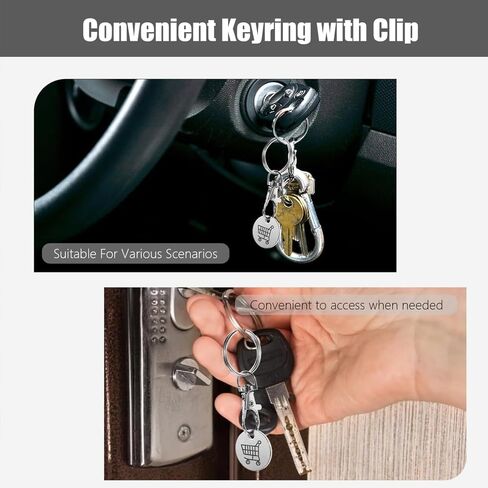2pcs Shopping Trolley Tokens Keychains, Trolley Coin Keyring Keychain, Convenient Portable Holder Keychains, for Daily Use, Gift Giving and bags Decoration in Kuwait