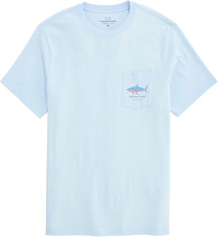 تي شيرت Vineyard Vines رجالي بجيب قصير الأكمام عليه علم Shark in Kuwait