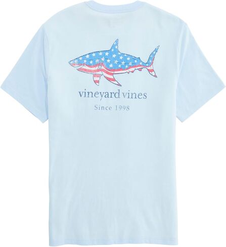 تي شيرت Vineyard Vines رجالي بجيب قصير الأكمام عليه علم Shark in Kuwait