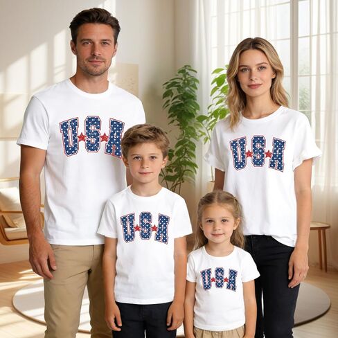 USA Shirts Family Matching 4th of July Patriotic T-Shirts American Style Festival Gift Shirt America Star Stripe Top in Saudi Arabia