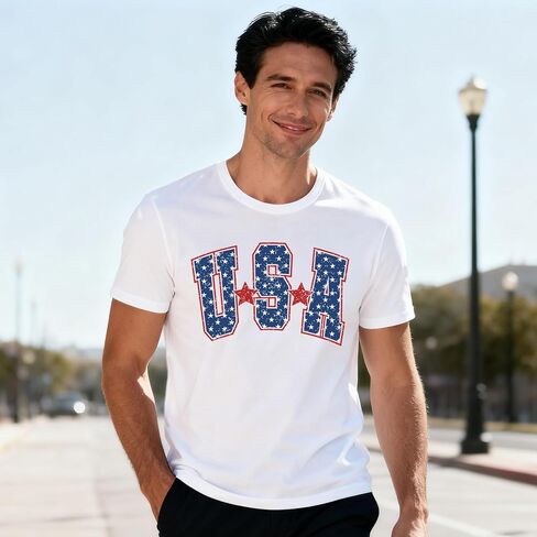 USA Shirts Family Matching 4th of July Patriotic T-Shirts American Style Festival Gift Shirt America Star Stripe Top in Saudi Arabia