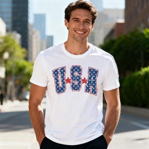 USA Shirts Family Matching 4th of July Patriotic T-Shirts American Style Festival Gift Shirt America Star Stripe Top in Saudi Arabia