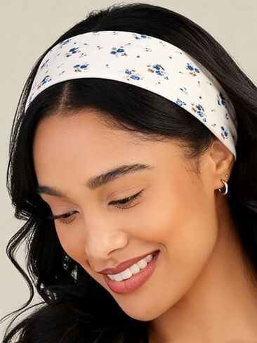 7pcs Fashion Women's Headbands for Short Hair Non Slip Elastic Floral Hairbands, Soft Fabric 2 Inches Thick Stripe Head Bands for Girls, Valentine's Day Heart Headbands in Saudi Arabia