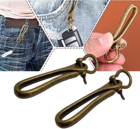 2-Piece Antique Bronze Fish Hook Key Chains - U-Shaped Belt Clips for Keys, Retro Wallet Clips & Pocket Ideal for Daily Use, Outdoor Activities & Travel - For Men and Women in Saudi Arabia
