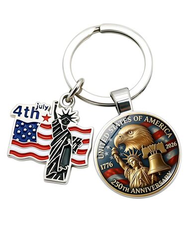 USA 250th Anniversary Merchandise Keychain, 1 Pack Metal Key Ring with US Flag Charm, Reinforced Split Loop for Daily Carry & Patriot Events, Commemorative 2026 Independence Day Keepsake in Saudi Arabia