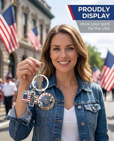 USA 250th Anniversary Merchandise Keychain, 1 Pack Metal Key Ring with US Flag Charm, Reinforced Split Loop for Daily Carry & Patriot Events, Commemorative 2026 Independence Day Keepsake in Saudi Arabia