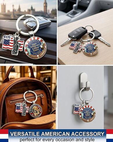 USA 250th Anniversary Merchandise Keychain, 1 Pack Metal Key Ring with US Flag Charm, Reinforced Split Loop for Daily Carry & Patriot Events, Commemorative 2026 Independence Day Keepsake in Saudi Arabia