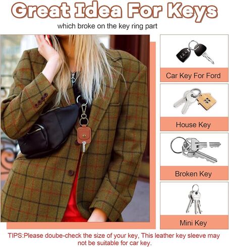 2 Pcs Key Sleeve for Broken Car Keys, Leather Car Key Covers Loop Replacement, Durable & Stylish Keys Covers for Cars, Universal Fit, Ideal for Men & Women in Saudi Arabia