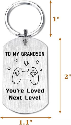 Grandson Fathers Day Keychain Gifts, to My Grandson Gift for Gamer, I Love You Grandkids Key Chain Present from Grandmother Grandpa Nana in Kuwait