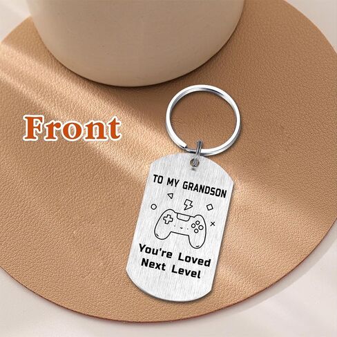Grandson Fathers Day Keychain Gifts, to My Grandson Gift for Gamer, I Love You Grandkids Key Chain Present from Grandmother Grandpa Nana in Kuwait