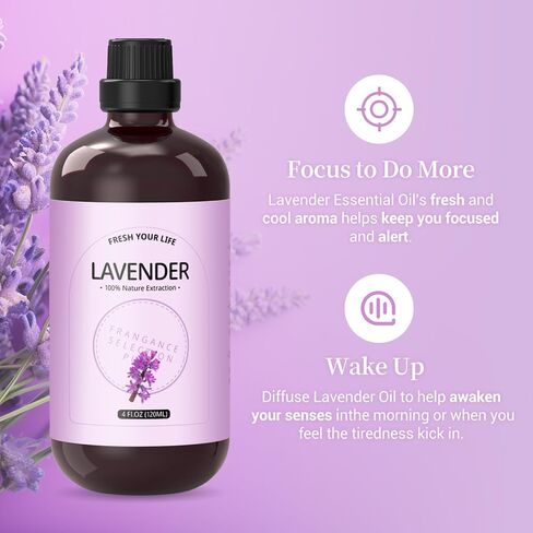 Lavender Essential Oil - Huge 4 Fl Oz - 100% Pure and Natural - Premium Grade Essential Oil for waterless Diffuser and Oil Diffuser in Saudi Arabia