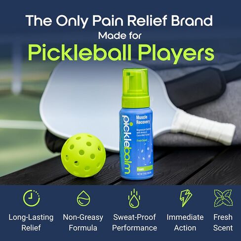 PickleBalm Pickleball Post-Game Foam Muscle Cramp Relief and Relaxer with Magnesium Sulphate, Arnica & Cucumber Extract for Pain and Leg Cramps, Sore Muscle Relief, 7.1oz Bottle in Saudi Arabia