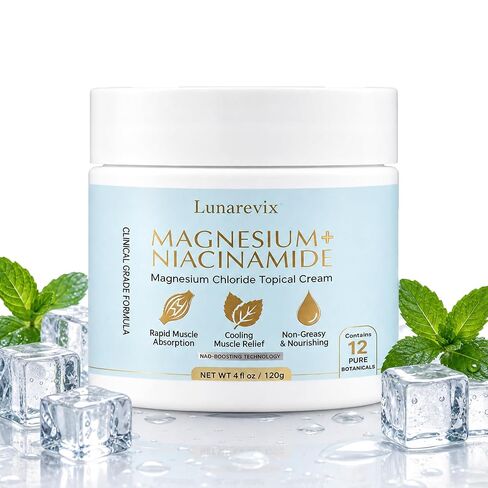 Magnesium Niacinamide Topical Relief Cream, Magnesium Chloride, Magnesium Freeze, Muscle & Joint Relief, Fast-Absorbing Formula, NAD-Boosting, 4 fl oz in Saudi Arabia