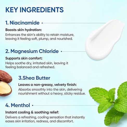 Magnesium Niacinamide Topical Relief Cream, Magnesium Chloride, Magnesium Freeze, Muscle & Joint Relief, Fast-Absorbing Formula, NAD-Boosting, 4 fl oz in Saudi Arabia