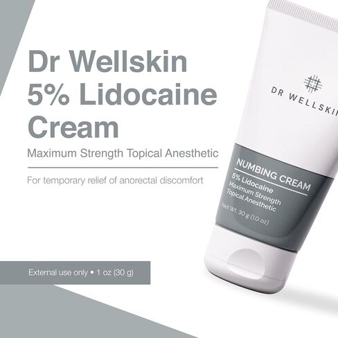 Lidocaine Cream with 5% Lidocaine – Maximum Strength Topical Anesthetic Cream for Temporary Relief of Discomfort Associated with Hemorrhoids – 1.0 oz (30 g) in Kuwait