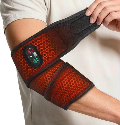 Cordless Arm Heating Pad for Elbow Tendonitis & Tennis Elbow – Rechargeable 4000mAh Battery Heated Elbow Brace Wrap with Digital Display, 3 Heat Levels & Auto Shutoff for Arthritis Forearm Pain Relief in Saudi Arabia