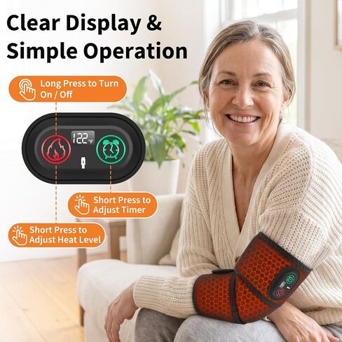 Cordless Arm Heating Pad for Elbow Tendonitis & Tennis Elbow – Rechargeable 4000mAh Battery Heated Elbow Brace Wrap with Digital Display, 3 Heat Levels & Auto Shutoff for Arthritis Forearm Pain Relief in Saudi Arabia
