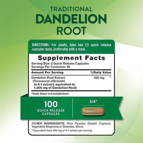 Nature's Truth Dandelion Root Capsules | 100 Count | Non-GMO & Gluten Free Supplement in Saudi Arabia