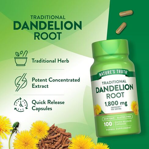 Nature's Truth Dandelion Root Capsules | 100 Count | Non-GMO & Gluten Free Supplement in Saudi Arabia