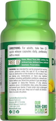 Nature's Truth Dandelion Root Capsules | 100 Count | Non-GMO & Gluten Free Supplement in Saudi Arabia
