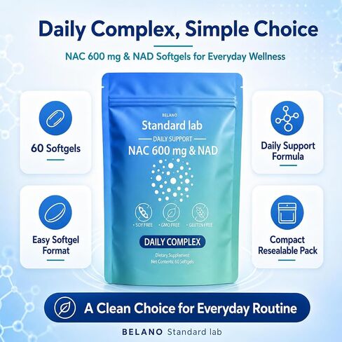 BELANO The Standard Lab NAC 600 mg & NAD Daily Formula, 60 Count in Saudi Arabia