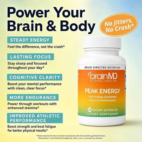 BrainMD Peak Energy ATP Supplement, 30 Capsules | Natural Energy Support in Saudi Arabia