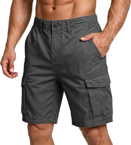 GOFULY Mens Cargo Shorts Oversized Twill Mens Shorts Summer Elastic Waist Lightweight Outdoor Cargo Pants with Multi Pockets in Saudi Arabia