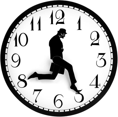 Funny Wall Clock, Ministry of Silly Walks Clock Gifts Home Decor Walking Silent Wall Clock for Living Room Decor, Bedroom, Kitchen, Novelty Battery Powered Hotel Wooden Craft Decor(25cm) in Kuwait