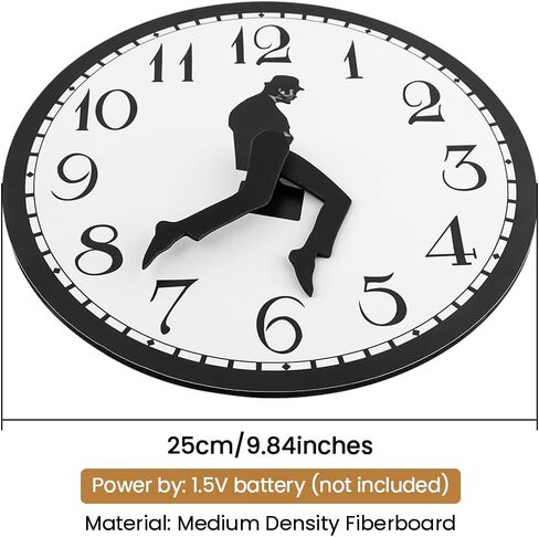 Funny Wall Clock, Ministry of Silly Walks Clock Gifts Home Decor Walking Silent Wall Clock for Living Room Decor, Bedroom, Kitchen, Novelty Battery Powered Hotel Wooden Craft Decor(25cm) in Kuwait