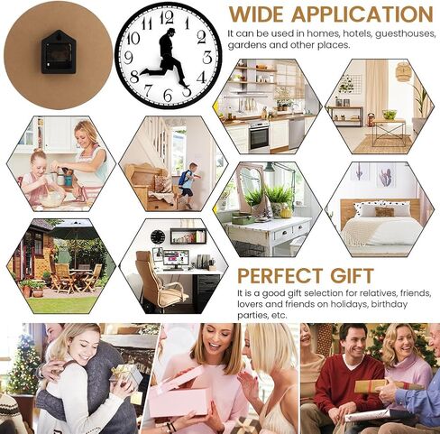 Funny Wall Clock, Ministry of Silly Walks Clock Gifts Home Decor Walking Silent Wall Clock for Living Room Decor, Bedroom, Kitchen, Novelty Battery Powered Hotel Wooden Craft Decor(25cm) in Kuwait